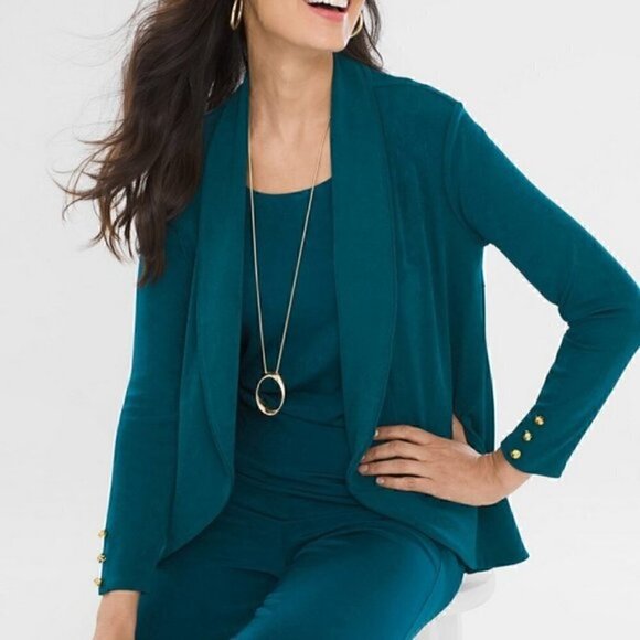 Chico's Travelers Classic Button-Sleeve Jacket Open Front Cardigan Sweater 0 - Picture 1 of 15